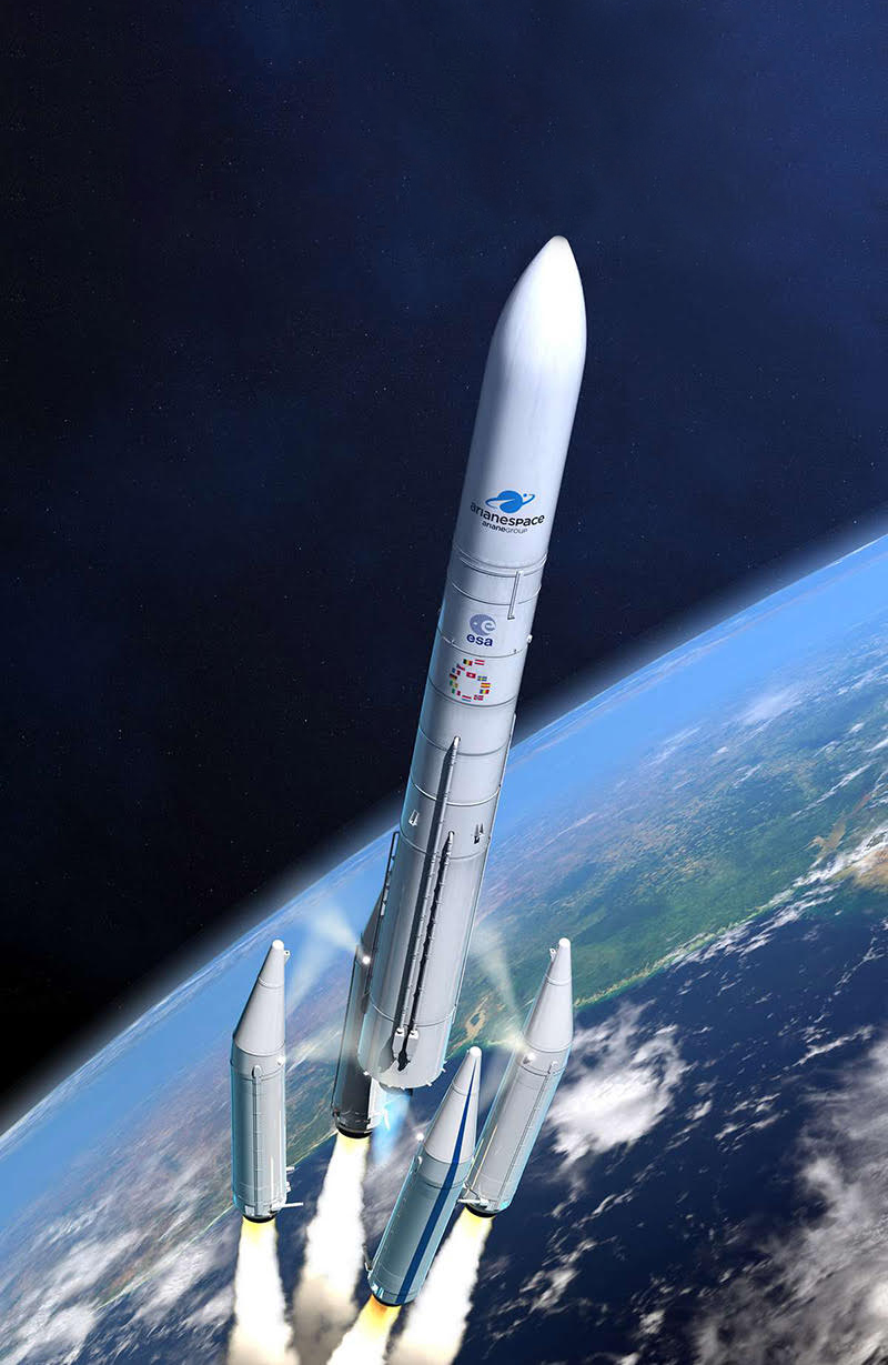Lanceur Ariane au-dessus de la Terre